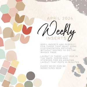 April 24 Weekly Digital INSERTS for the Customizable and Life Digital Planner | Digital inserts only