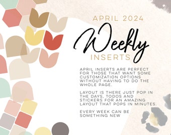 April 24 Weekly Digital INSERTS for the Customizable and Life Digital Planner | Digital inserts only
