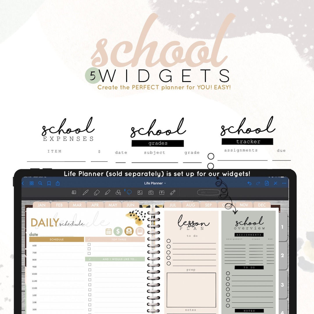 School Widgets Lessons, Expenses, Grades, Overview, More Digital