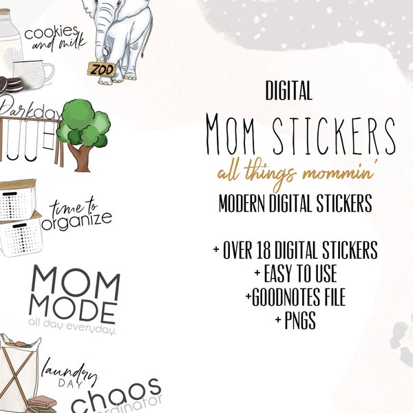 Mom digital stickers | Mom life goodnotes modern stickers, digital mom stickers