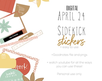 April 2024 sidekick stickers | digital goodnotes modern stickers, digital sidekick stickers