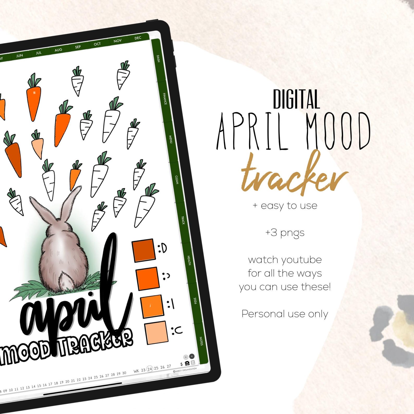 April Mood Tracker Stickers | Modern Digital Mood Stickers - Etsy