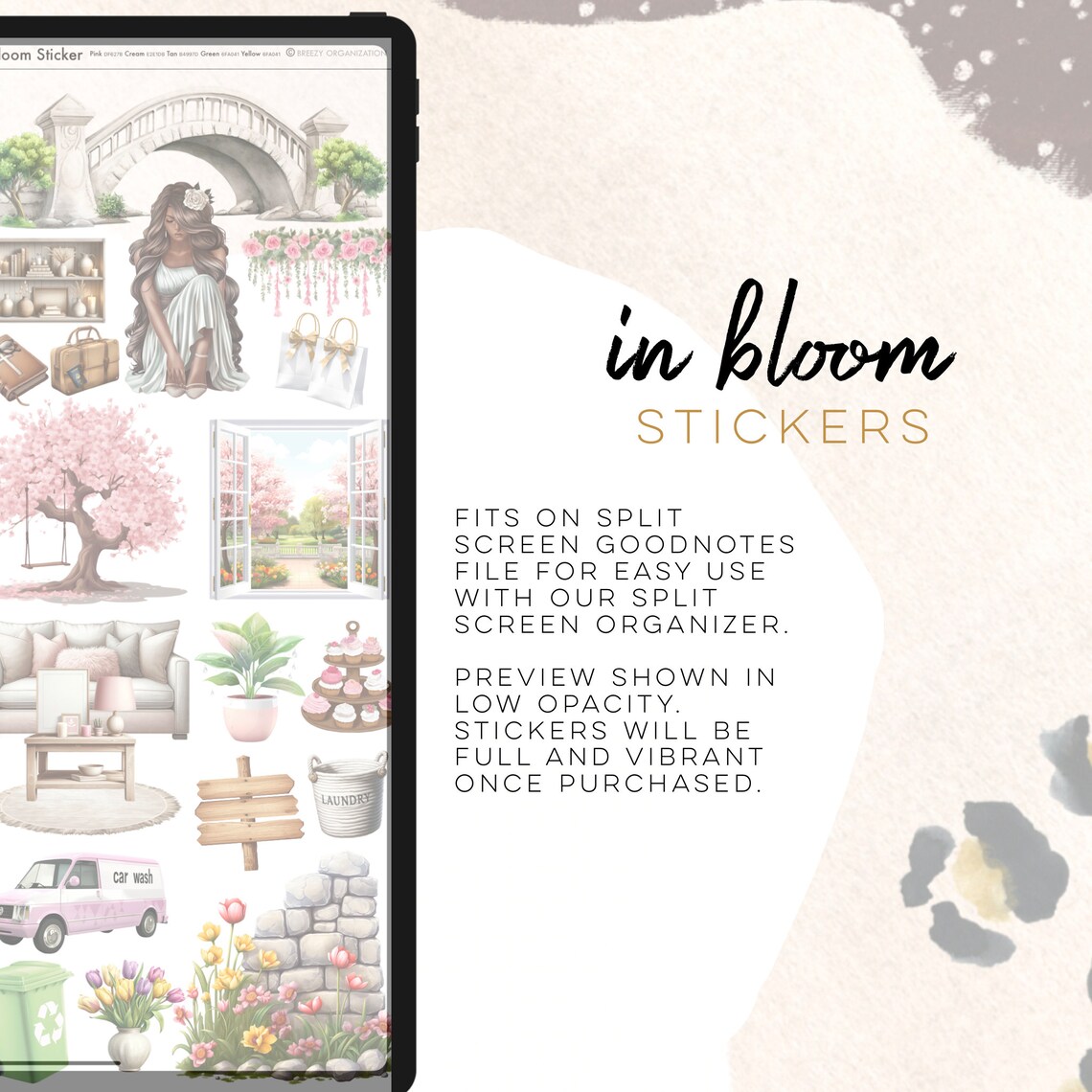 In Bloom Digital Stickers, Digital Planning, Floral, Girl Stickers for ...