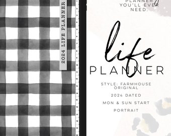 2024 Life Planner Farmhouse portrait | Digital life planner easy personalizable planner with insert and widgets | All in one Planner