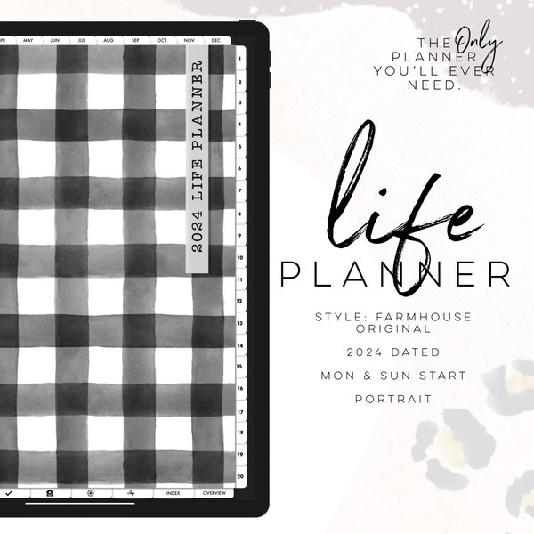 2024 Life Planner Farmhouse portrait | Digital life planner easy personalizable planner with insert and widgets | All in one Planner