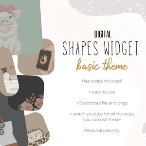 Shape Widgets Basic theme Stickers  | Modern Digital Widget Stickers