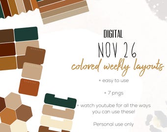 November 26 Weekly Digital INSERTS for the Customizable and Life Digital Planner | November  26 Digital inserts only
