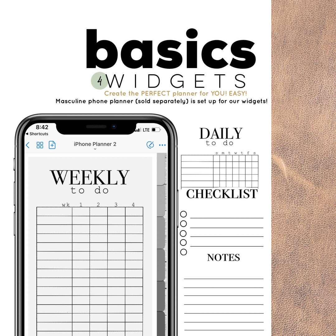 Basic Notes, to Do, Weekly to Do Masculine Digital WIDGETS for the ...