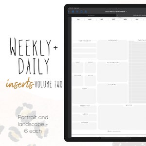 Könnte beinhalten: Eine digitale Planerseite mit einem wöchentlichen und täglichen Layout. Die Seite ist in Abschnitte für Top-Priorität, Schlaf, Stimmung, Wetter, Wasser, Heute, Morgen, Nachmittag, Abend, Frühstück, Mittagessen, Abendessen, Notizen und eine Checkliste unterteilt. Die Seite ist für die Verwendung mit einer digitalen Planer-App konzipiert.