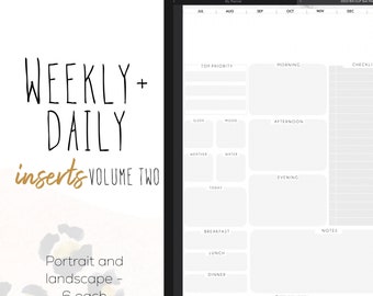 Weekly + Daily Inserts Vol 2 for the Customizable Life or Life Digital Planners | Digital inserts only