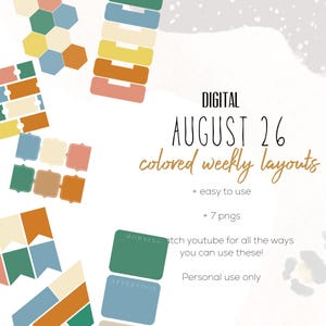 August 26 Weekly Digital INSERTS for the Customizable and Life Digital Planner | August  26 Digital inserts only