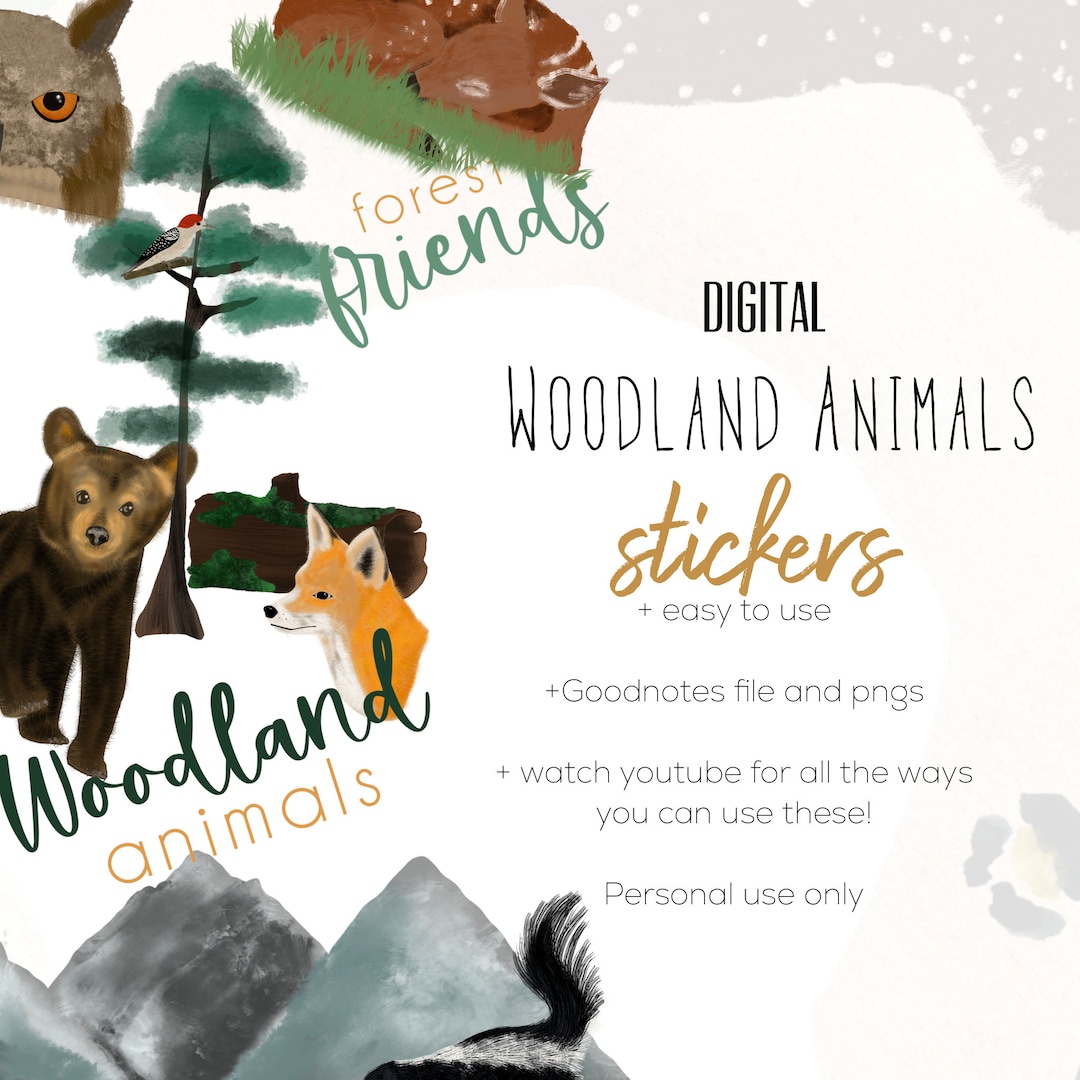 Woodland Animal Digital Stickers for Animal Lovers, Forest Animals ...