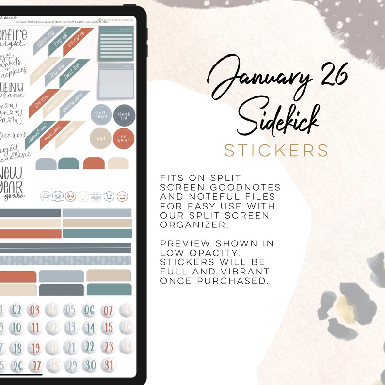 January 2026 Sidekick Stickers | Winter Goodnotes and Noteful Modern ...