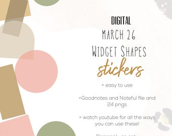 March 2026 digital shape widgets | Digital  modern stickers to use in apps like noteful or goodnotes, shape widgets for digital planning
