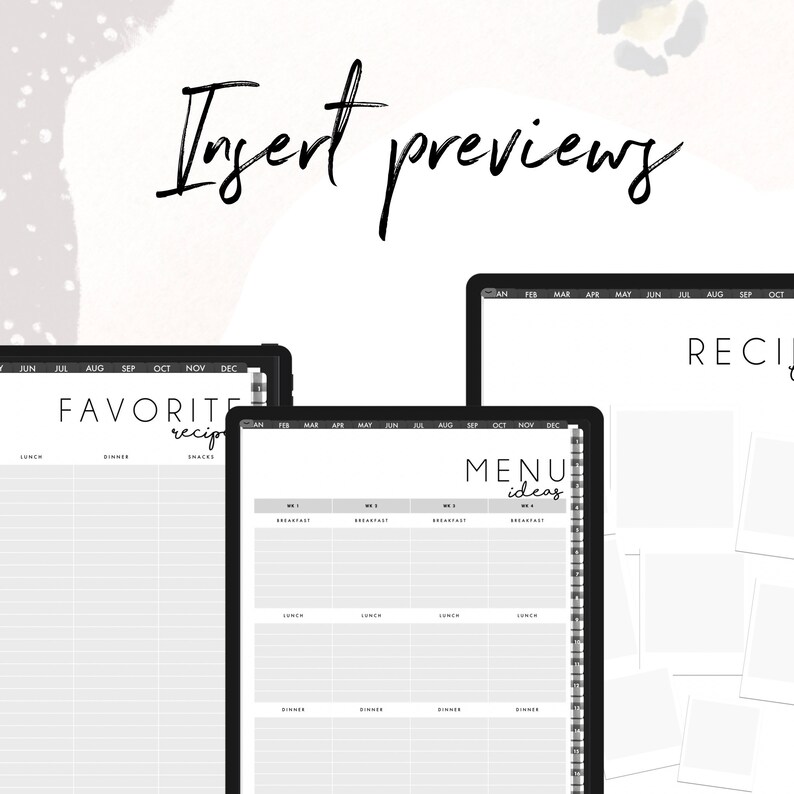 Menu Digital INSERTS for the Customizable and Life Digital Planner ...