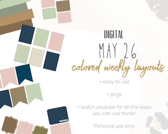 May 26 Weekly Digital INSERTS for the Customizable and Life Digital Planner | May Digital inserts only