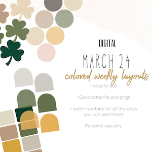 March 24 Weekly Digital INSERTS for the Customizable and Life Digital Planner | Digital inserts only