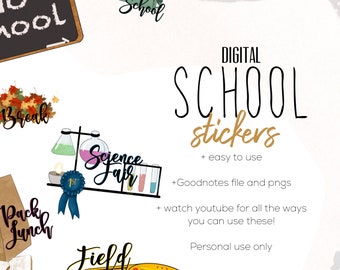 School Stickers for Goodnotes | august digital stickers stickers modern stickers