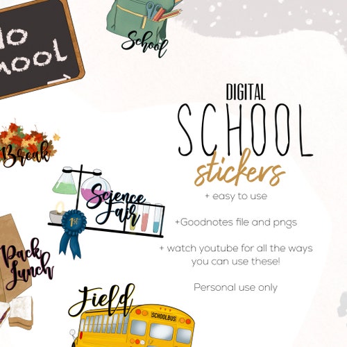 School Stickers for Goodnotes August Digital Stickers Etsy