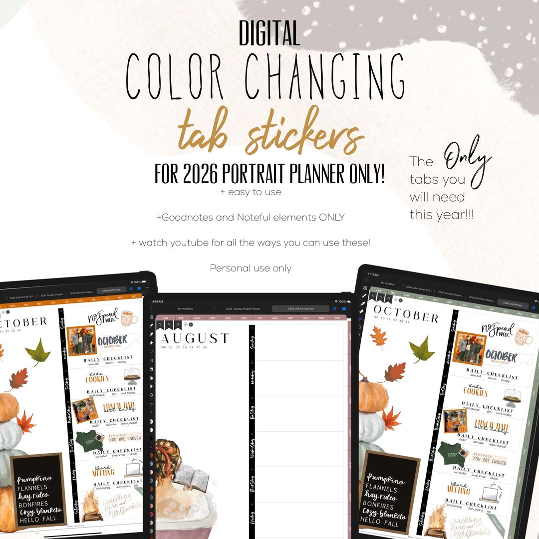 Color Changing Tab Stickers for 2026 Portrait Planners | NOTEFUL ...
