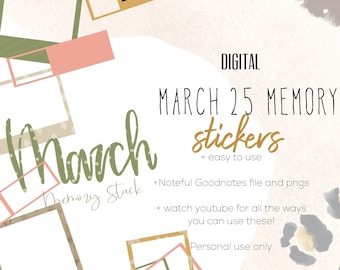 March 26 Memory digital stickers | Memory stickers goodnotes and noteful modern stickers,