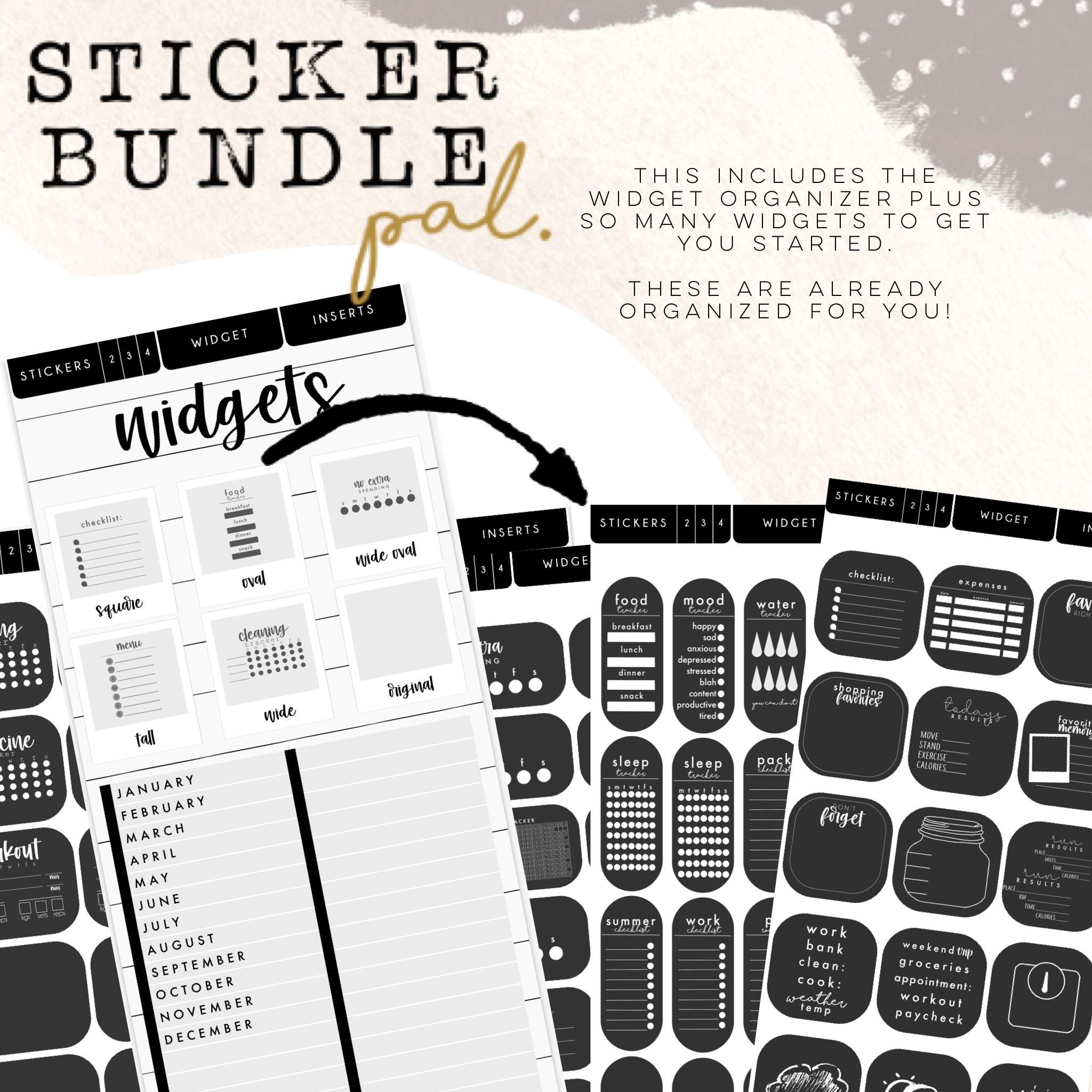 Sticker Widget Sticker BUNDLE Pal (splitscreen) Sticker, Widget and Insert With an ...