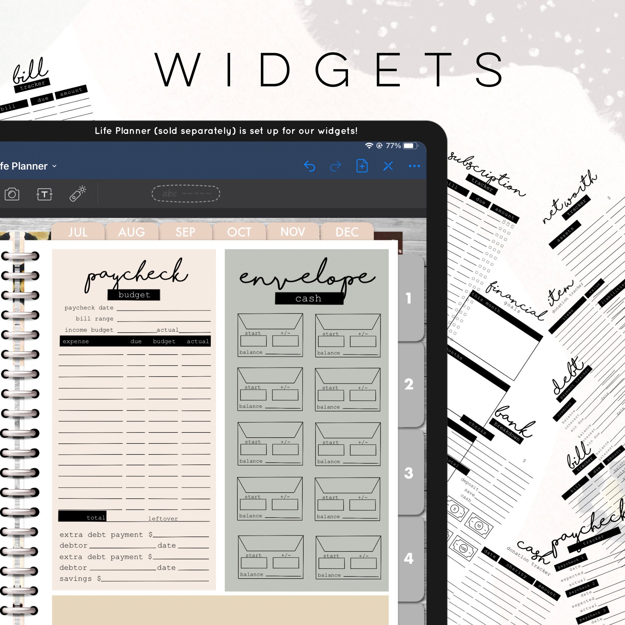 Widget Accounting Budget Widgets TWO, Sinking Funds, Paycheck Finance Widget | Digital ...