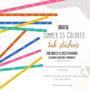 Summer Tab 2025 Stickers for Goodnotes and Noteful, Summer tab stickers | Month tab digital stickers