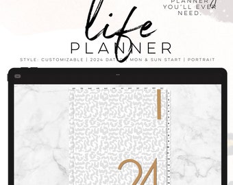 2024 Customizable Life Planner LANDSCAPE | Digital life planner easy customizable planner with insert and widgets | All in one Planner