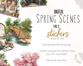 Spring Scene Vol 2 Digital Stickers Stickers, Digital planning, Cute  Stickers for Digital Planning, Digital Scrapbook Stickers