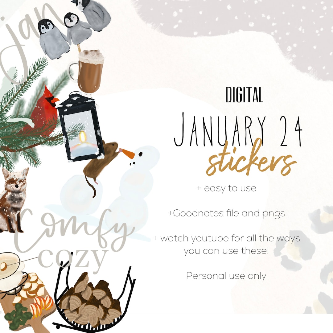 January Text Sticker January 24 Winter Digital Stickers | Goodnotes Stickers Modern Stickers ...