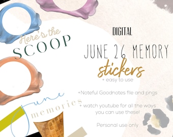 June 26 Memory digital stickers | Memory stickers goodnotes and noteful modern stickers,
