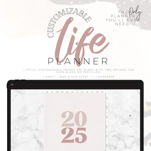 2025 Customizable Life Planner LANDSCAPE | Digital life planner easy customizable planner with insert and widgets | All in one Planner