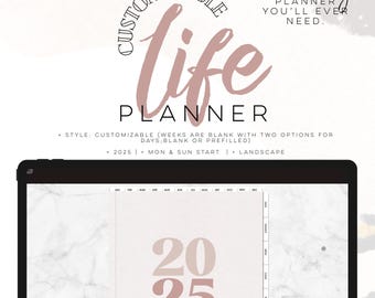 2025 Customizable Life Planner LANDSCAPE | Digital life planner easy customizable planner with insert and widgets | All in one Planner