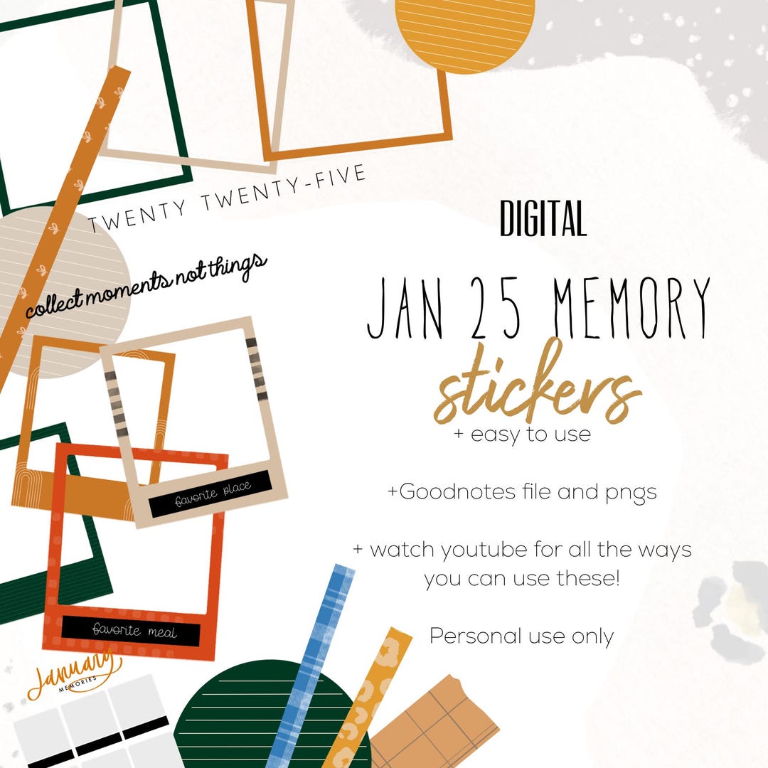 Jan 25 Memory Digital Stickers | Memory Stickers Goodnotes Modern ...