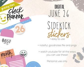 Sidekickstickers juni 2026 | goodnotes en opvallende moderne stickers, digitale lentestickers