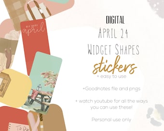 April 2024 Widget Shapes digital stickers | Spring stickers goodnotes modern stickers, digital spring stickers