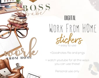 Work From Home Stickers, Digital planning, computer work stickers, work  stickers, stickers for digital planning,