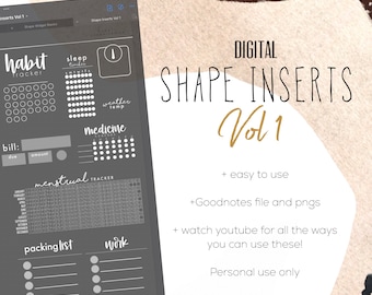 Shape Inserts Vol 1 Stickers  | Modern Digital Widget Stickers