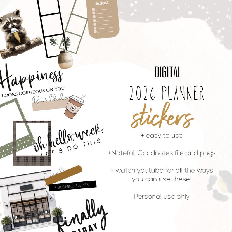2026 Planner Stickers Digital Stickers | Goodnotes and Noteful Stickers ...