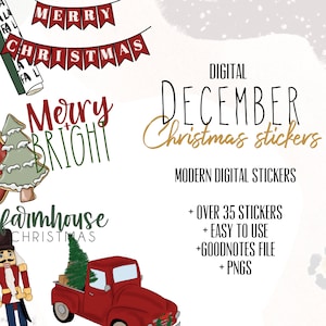 December Christmas digital stickers christmas goodnotes modern stickers, digital fall stickers image 1