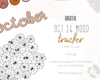 October 26 Mood Tracker Stickers | Modern Digital Mood Stickers