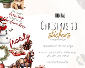 December 23 Christmas digital stickers | Christmas goodnotes modern stickers, digital fall stickers