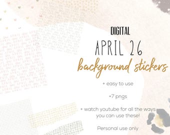 April 26 Background Stickers  | Modern Digital Cute Background Stickers | Spring Digital Planning