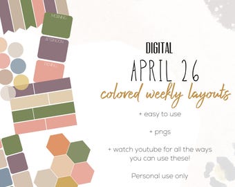 April 26 Weekly Digital INSERTS for the Customizable and Life Digital Planner | April Digital inserts only