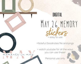 May 26 Memory digital stickers | Memory stickers goodnotes and noteful modern stickers,