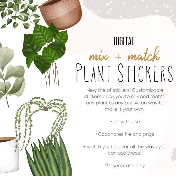 Digital Plant Stickers | Mix and Match Plant Stickers for Digital planning