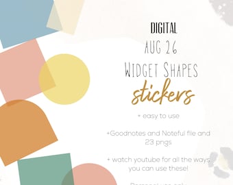 August 2026 digital shape widgets | Digital  modern stickers to use in apps like Noteful or Goodnotes, shape widgets for digital planning