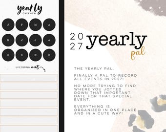 2027 Yearly Pal | Sunday and Monday start | The digital planning organizing system! Digital planner organizer