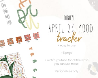 April  26 Mood Tracker Stickers | Modern Digital Mood Stickers | selfcare Stickers